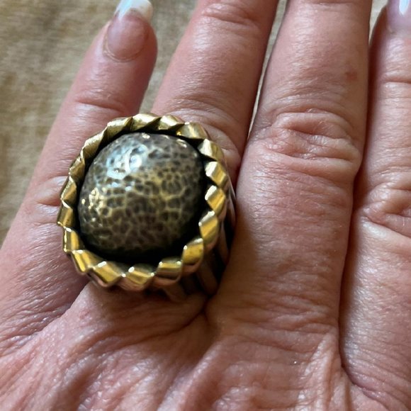 Dian Malouf Silver and Gold Dome Ring - Picture 5 of 7